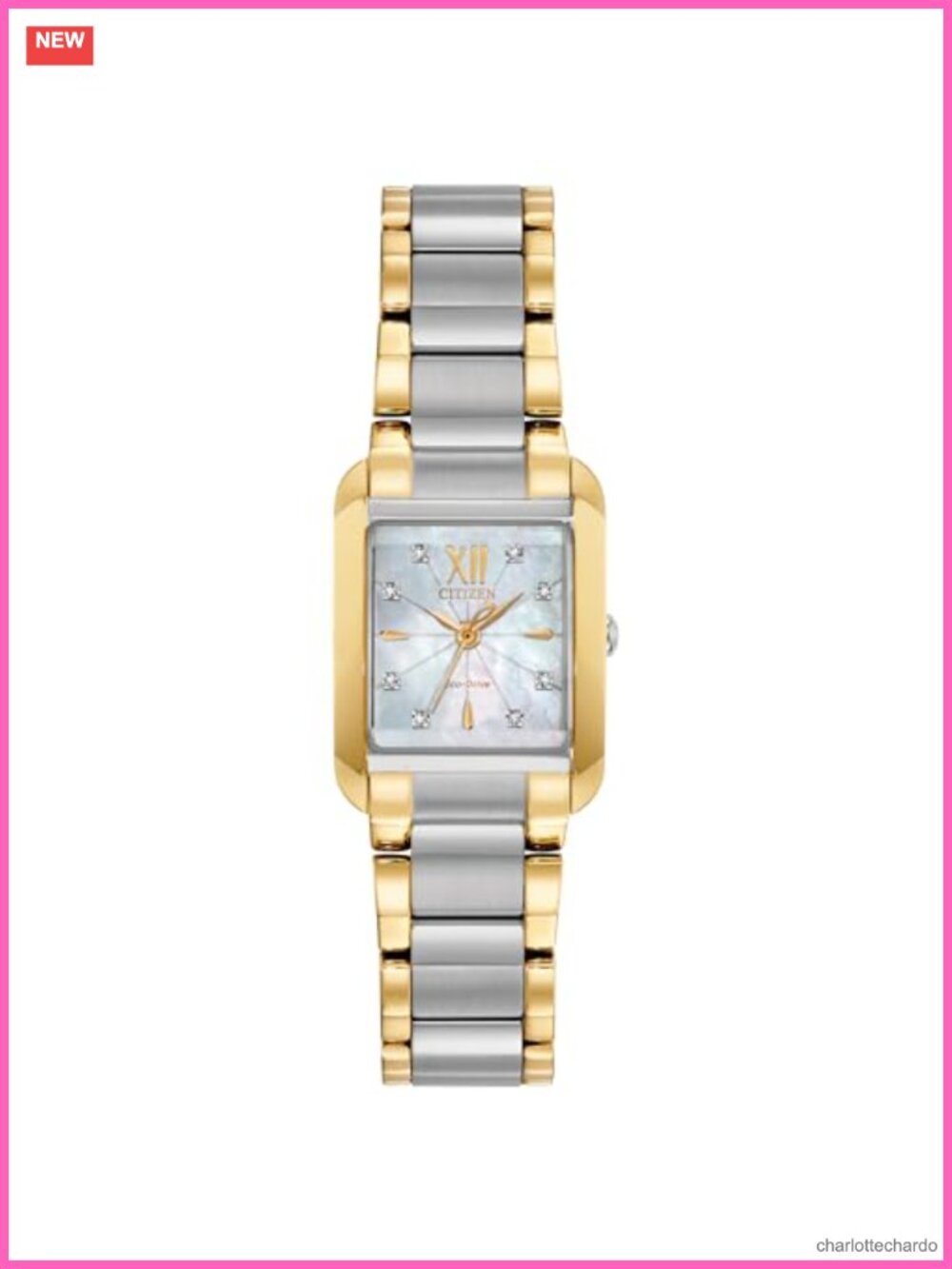 Gold-Tone Stainless Steel Eco-Drive Dress Watch Sapphire Crystal Diamond Accent